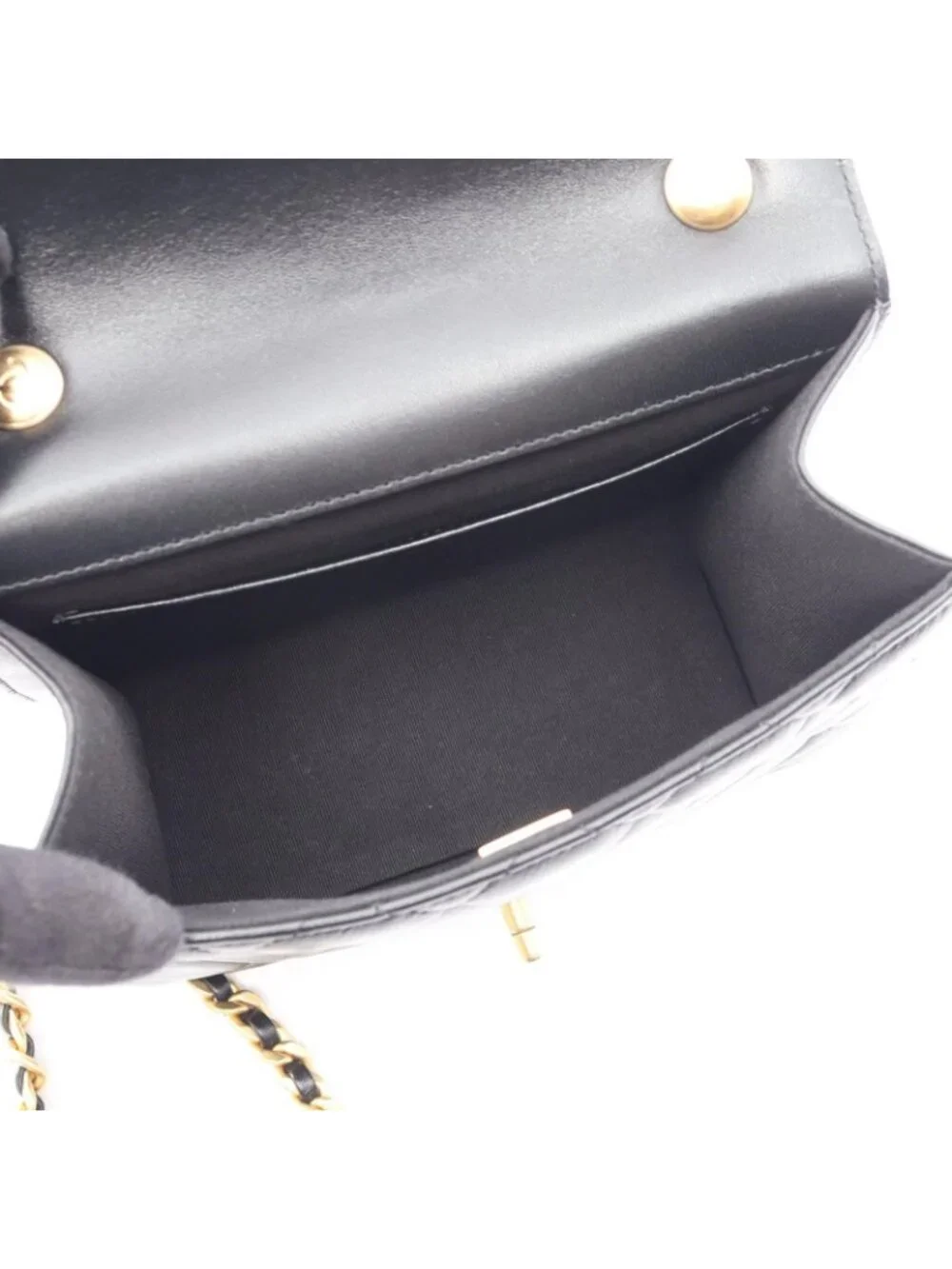 Chanel Shoulder Bag Quilted Black Lambskin Small Flap Chain